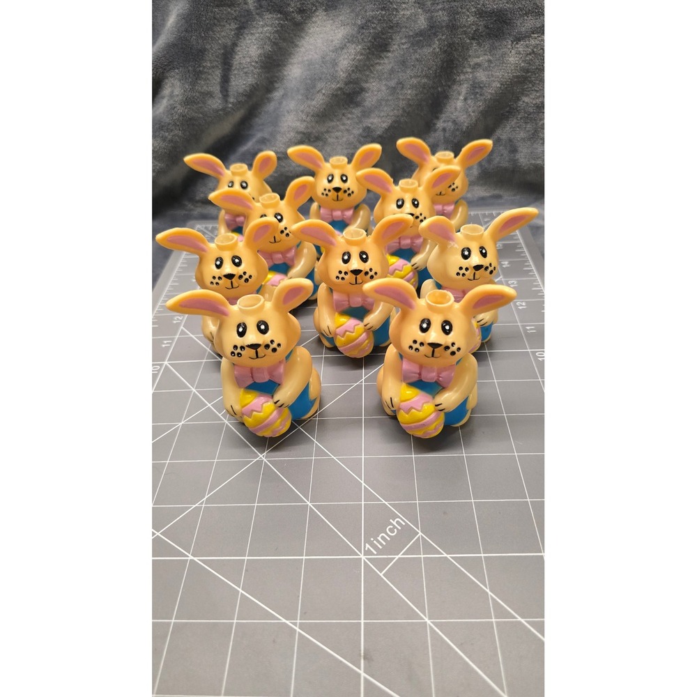Lot of 10 Vintage Easter Bunny Blow Mold Holiday Light Covers Tan Rabbit
